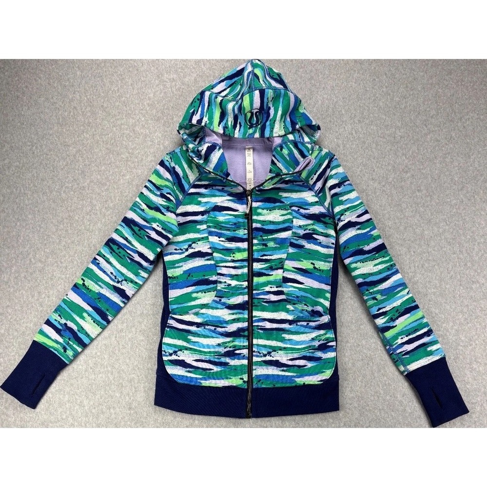 Lululemon Scuba Hoodie Womens 4 Multi Brushstroke Excellent Full Zip Fleece